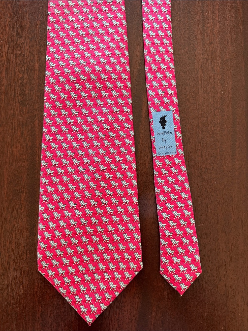 Vineyard Vines Beach Chair Silk Tie Red Novelty Tie Summer Preppy Classic